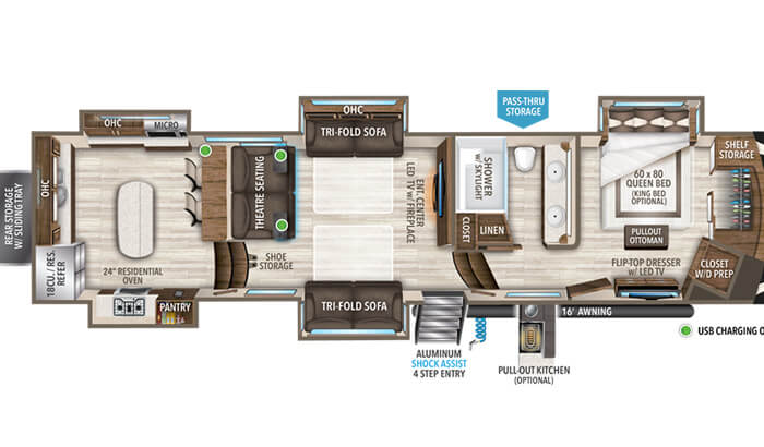 Solitude 390RK floor plan diagram.